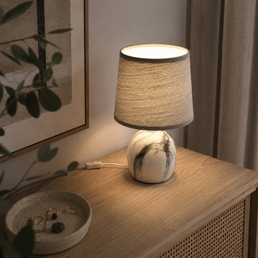 Lampe à poser Tissu Céramique E14 | Adelina