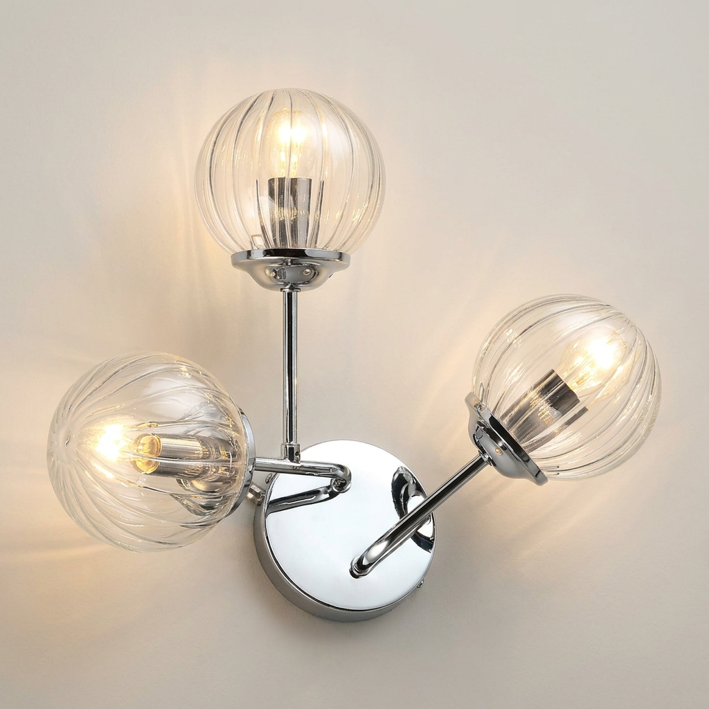 Applique murale acier verre chrome Best — gros plan
