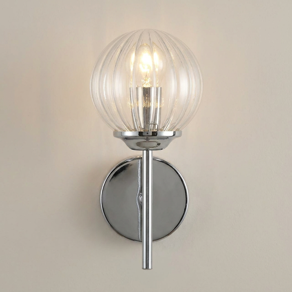 Applique murale acier verre chrome Best — gros plan