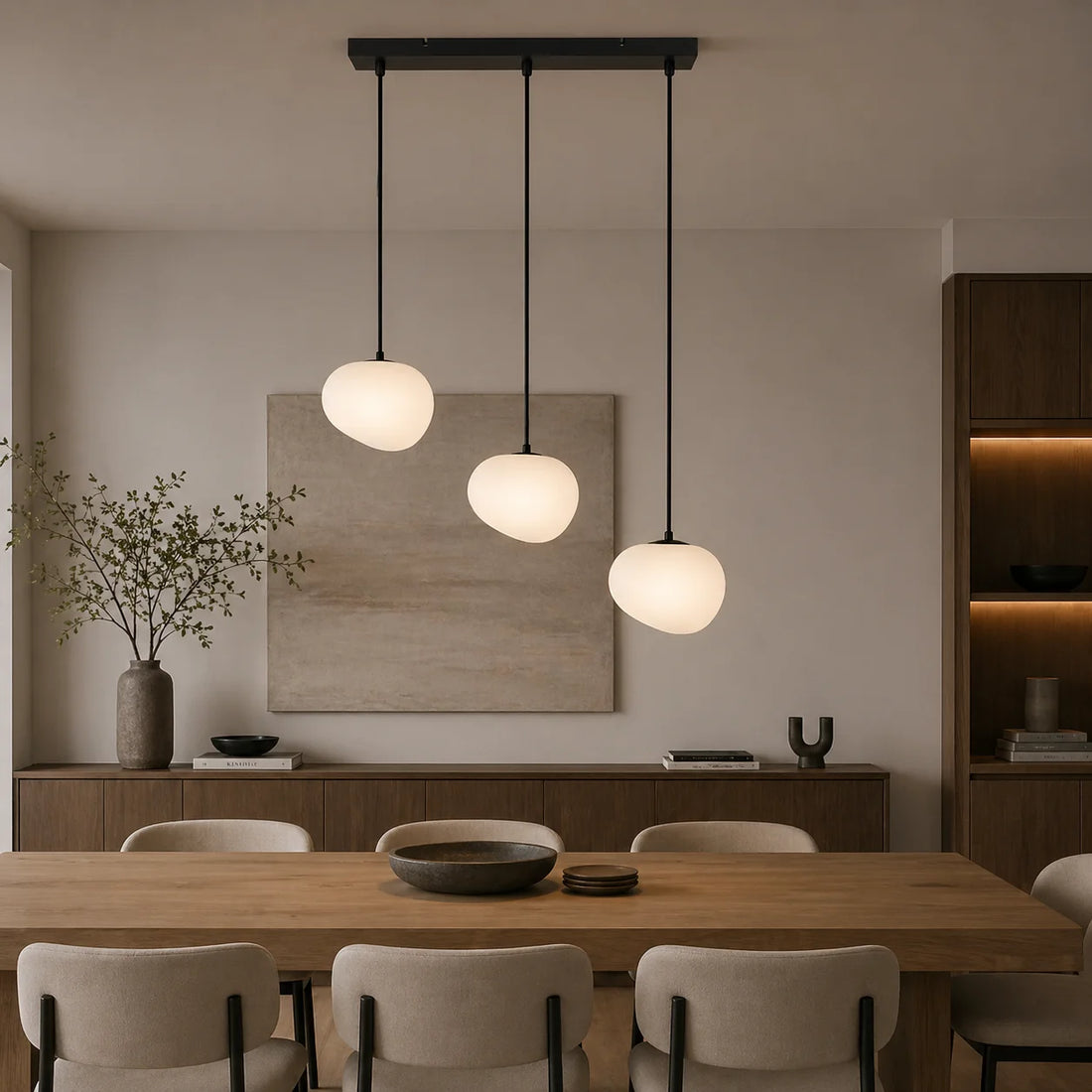 Suspension 3 lampes verre blanc opale · Onyx · photo 2