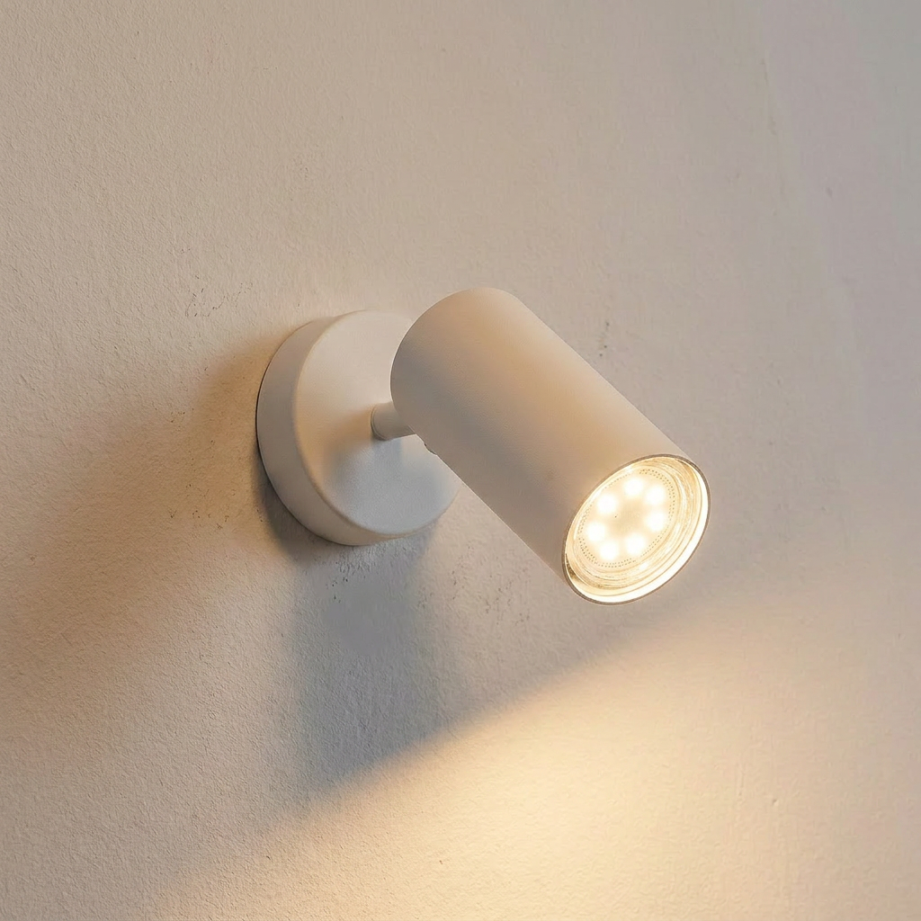Applique murale Colly blanc allumée, lueur chaude