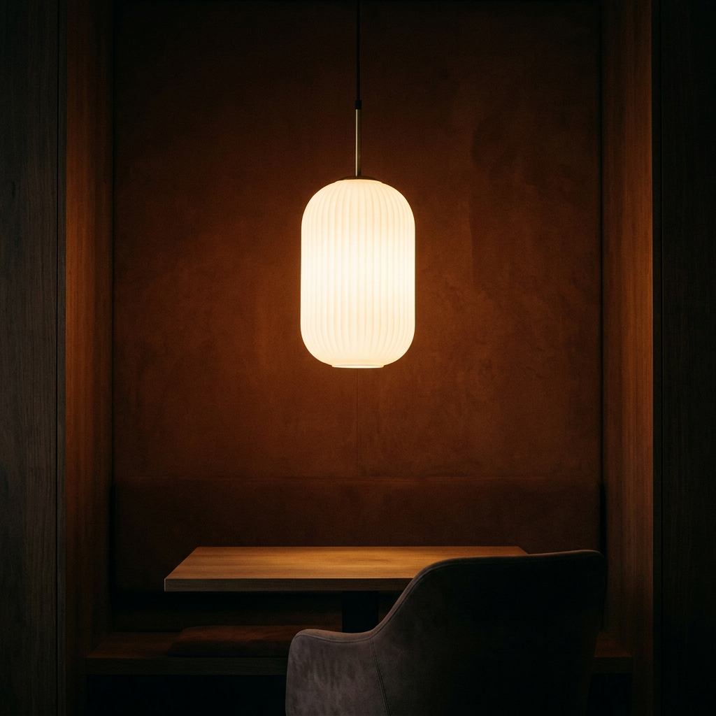 Suspension métal verre blanc et doré Cresto — ambiance tamisée