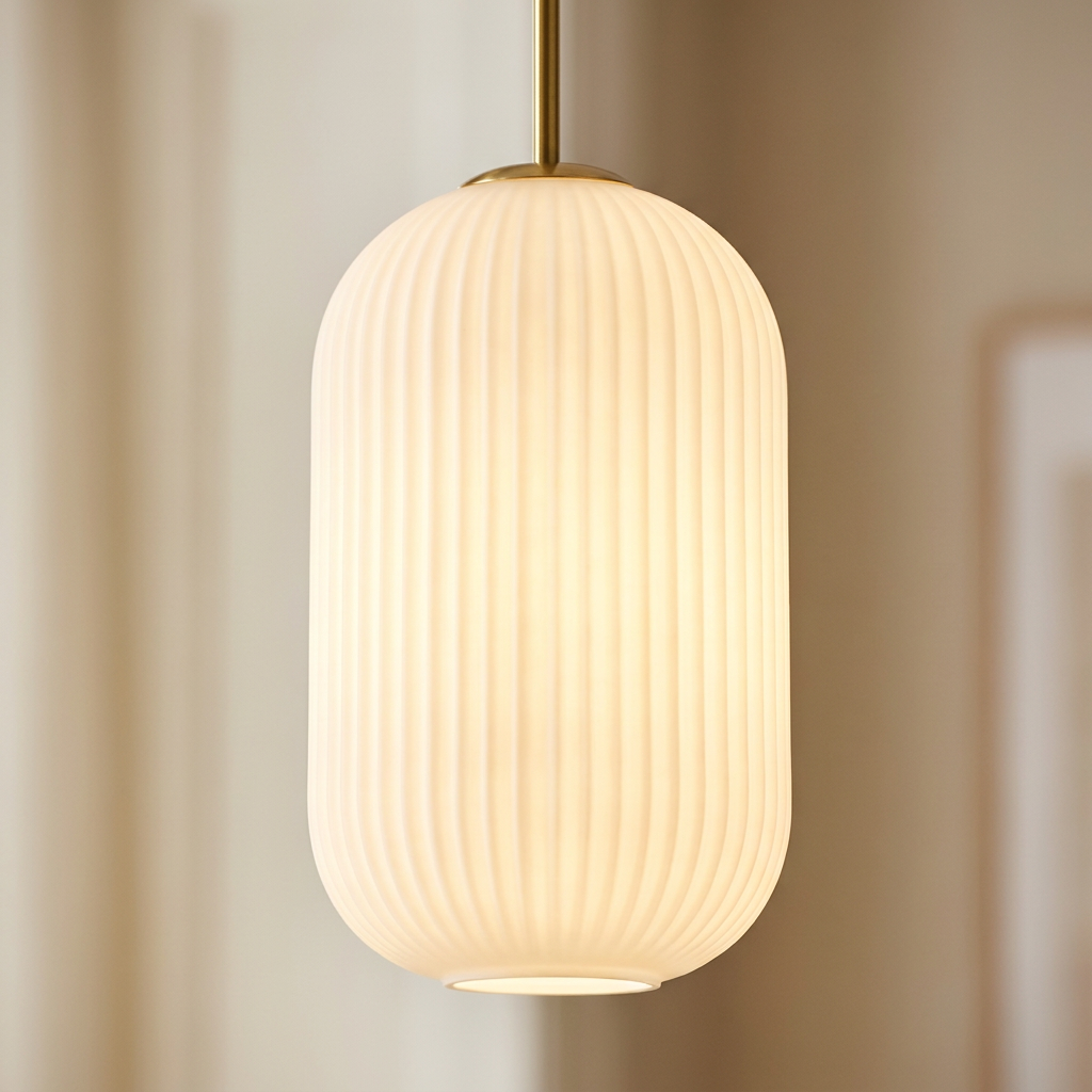 Suspension métal verre blanc et doré Cresto — détail de la lumière