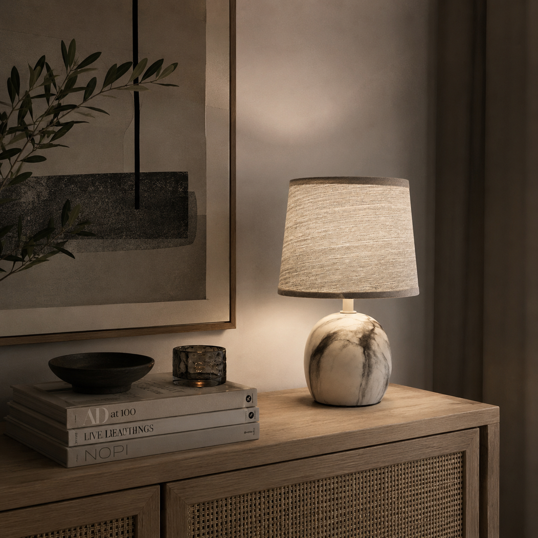 Lampe à poser Tissu Céramique E14 | Adelina