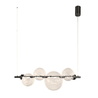 Suspension Barre 4 Sphères en Verre Torsadé, LED Intégrée - Vega