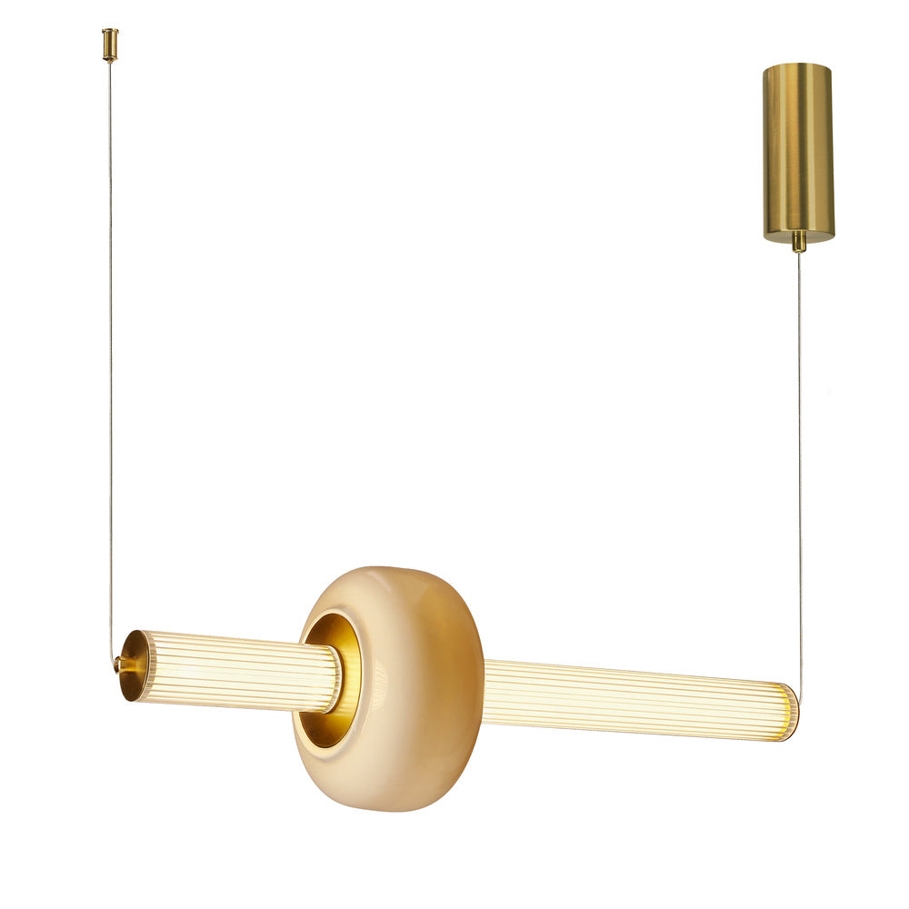 Suspension LED Linéaire Dorée en Laiton Brossé - Aurea