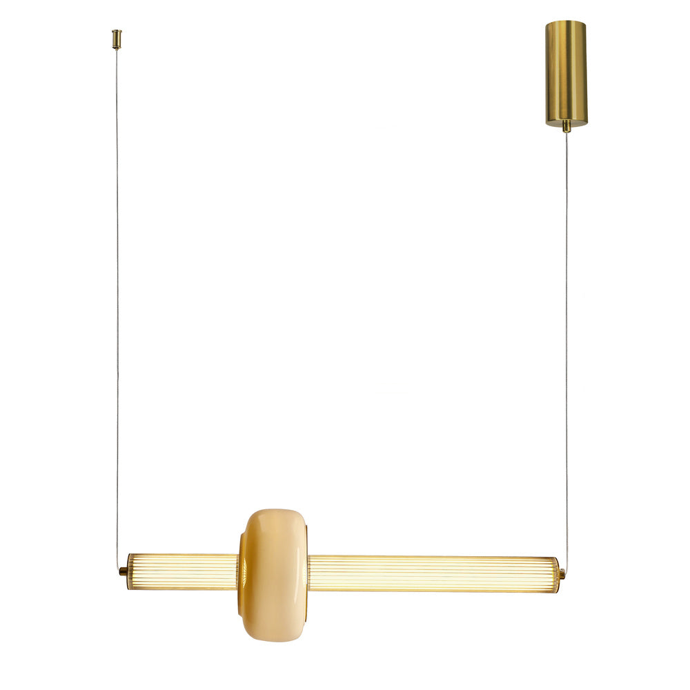 Suspension LED Linéaire Dorée en Laiton Brossé - Aurea