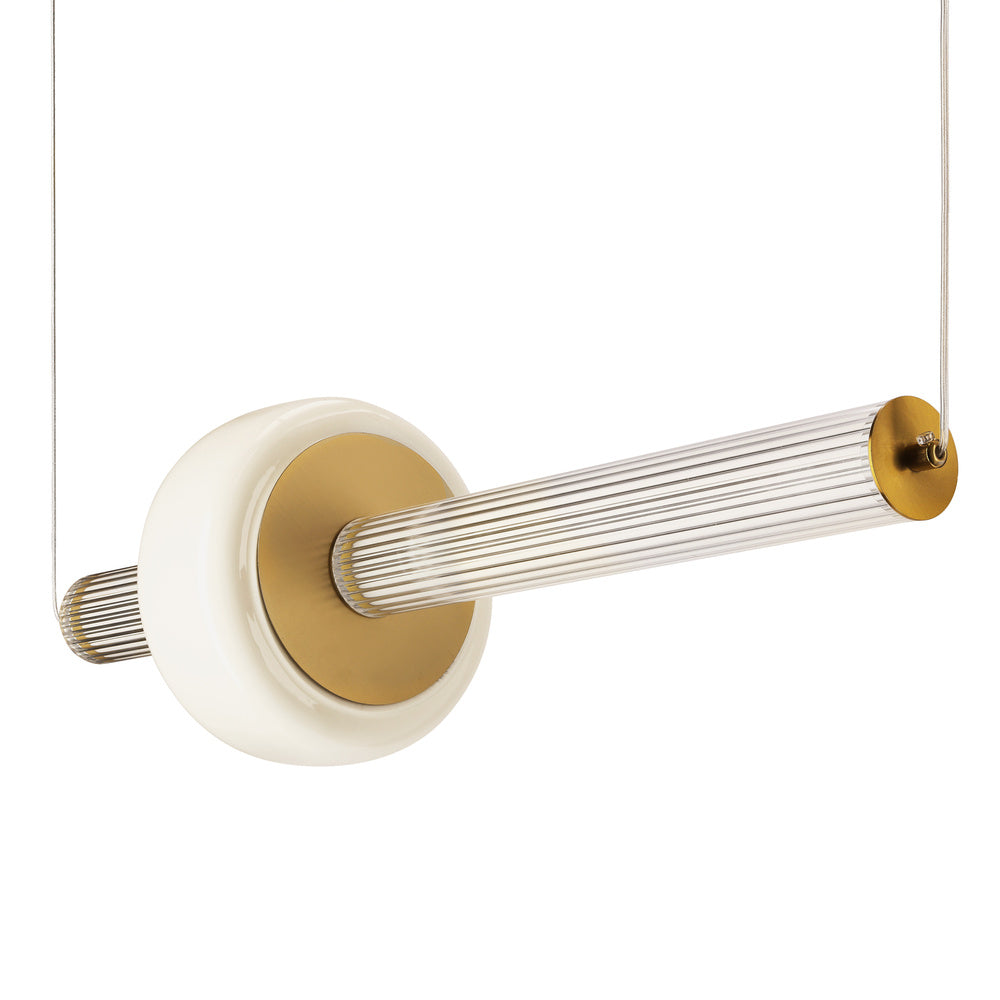 Suspension LED Linéaire Dorée en Laiton Brossé - Aurea