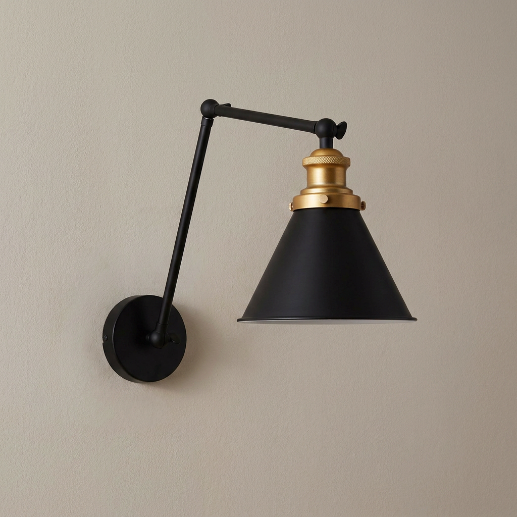 Applique murale Acier Noir Doré Fundo — éteinte en situation