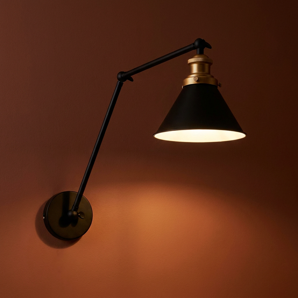 Applique murale Acier Noir Doré Fundo — ambiance tamisée