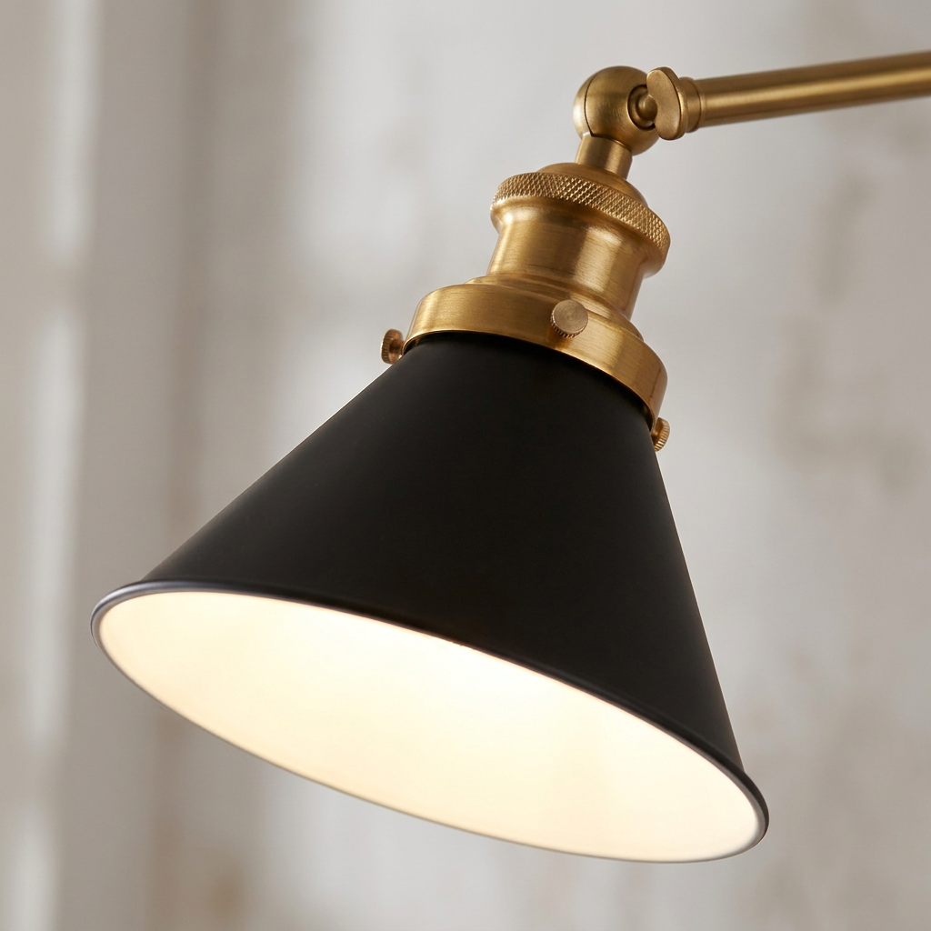 Applique murale Acier Noir Doré Fundo — détail de la lumière