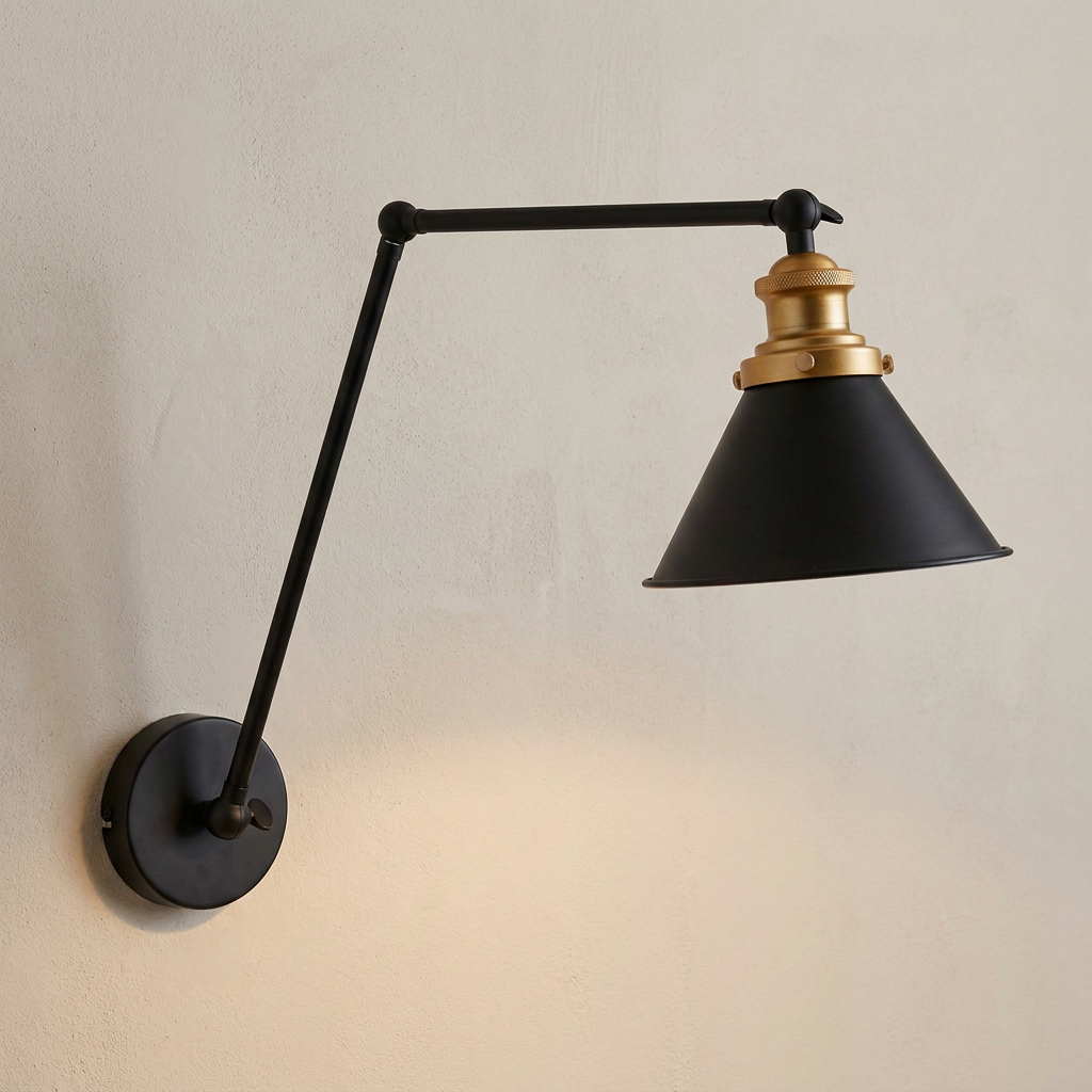 Applique murale Acier Noir Doré Fundo — gros plan