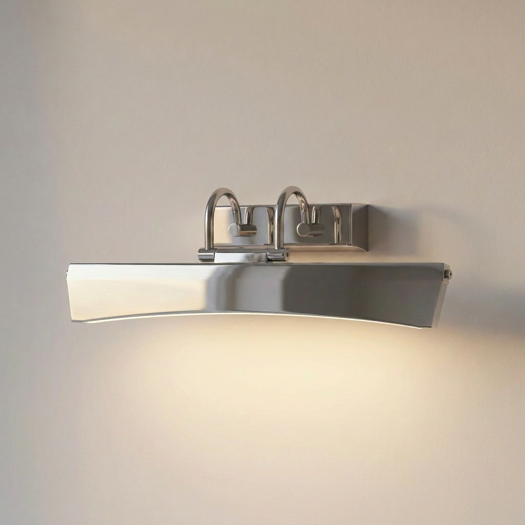 Applique murale LED Acier Composite Chromé Glory — allumée en situation