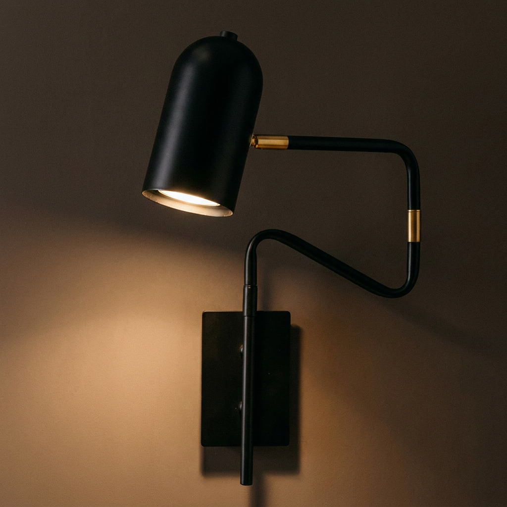 Applique murale acier noir GU10 Hosti — ambiance tamisée