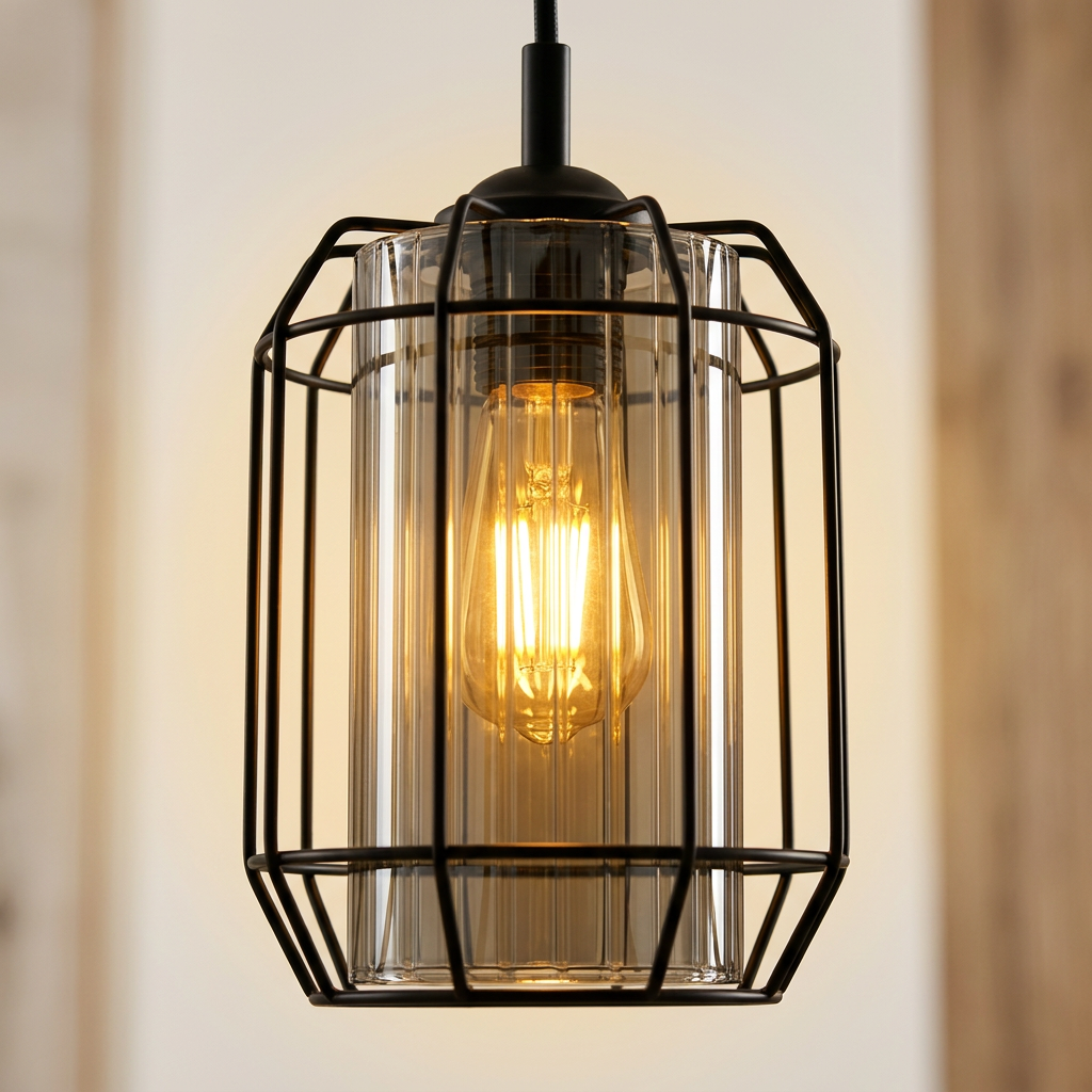 Suspension Industrielle 3 Lampes en Verre Fumé - Fumo