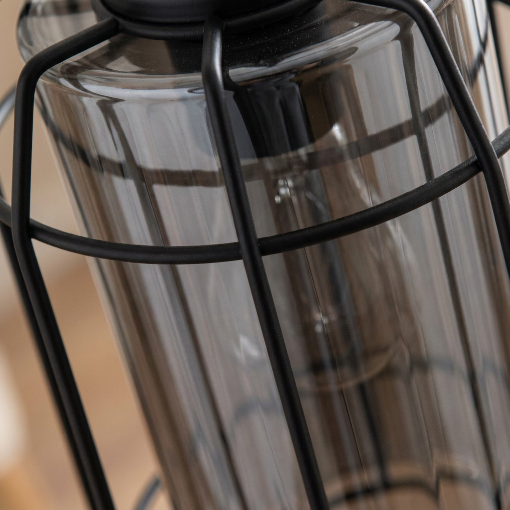 Suspension Industrielle 3 Lampes en Verre Fumé - Fumo