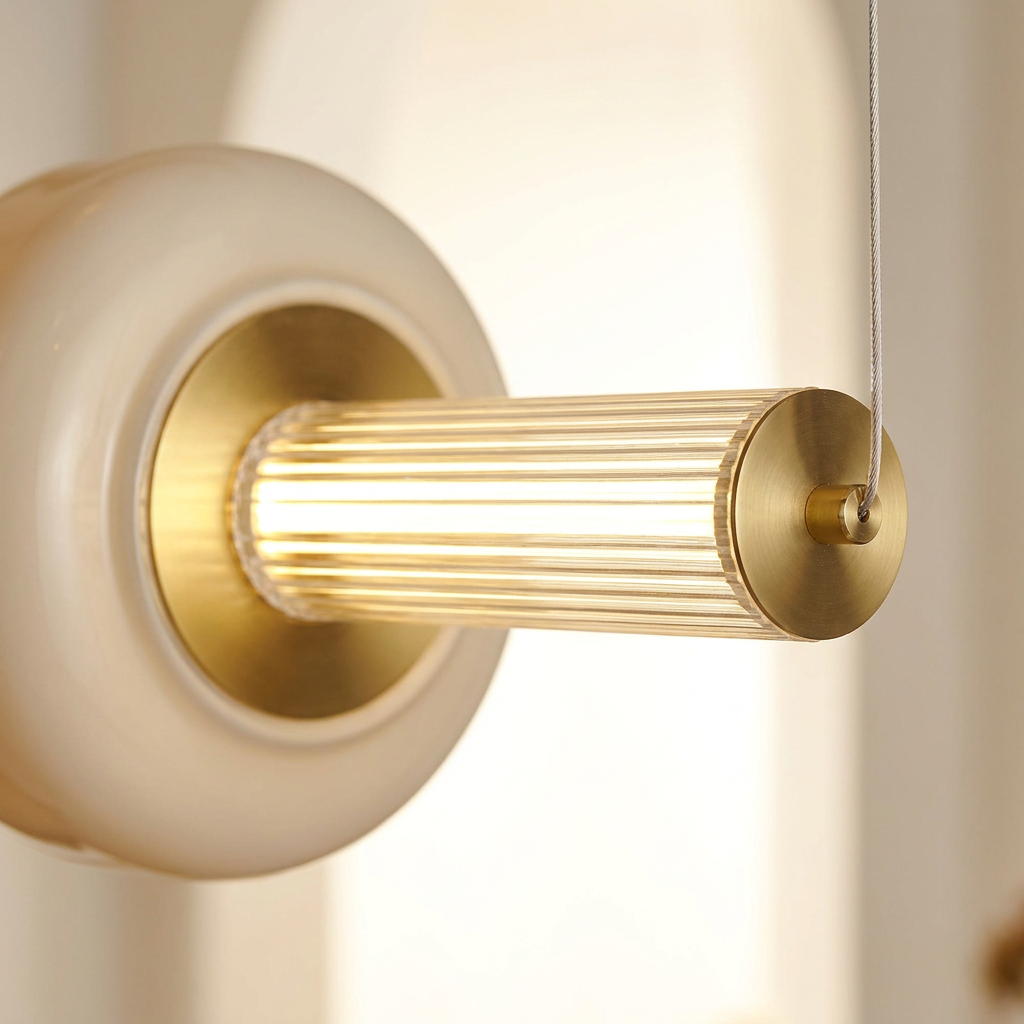 Suspension LED Linéaire Dorée en Laiton Brossé - Aurea