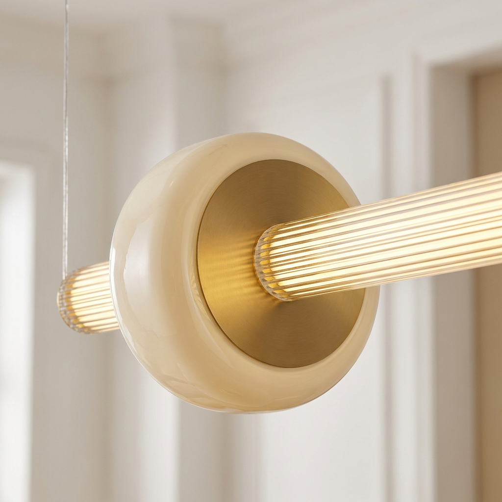 Suspension LED Linéaire Dorée en Laiton Brossé - Aurea