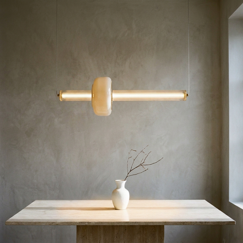 Suspension LED Linéaire Dorée en Laiton Brossé - Aurea