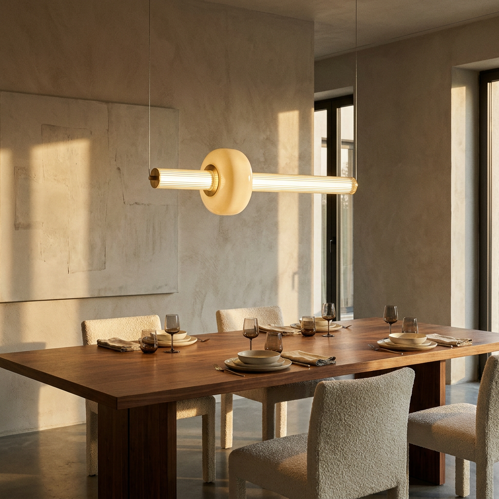 Suspension LED Linéaire Dorée en Laiton Brossé - Aurea