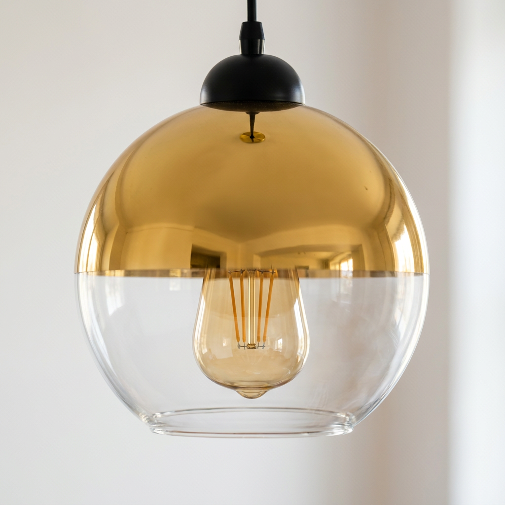 Suspension 3 Globes en Verre Transparent & Or Miroir - Orbe