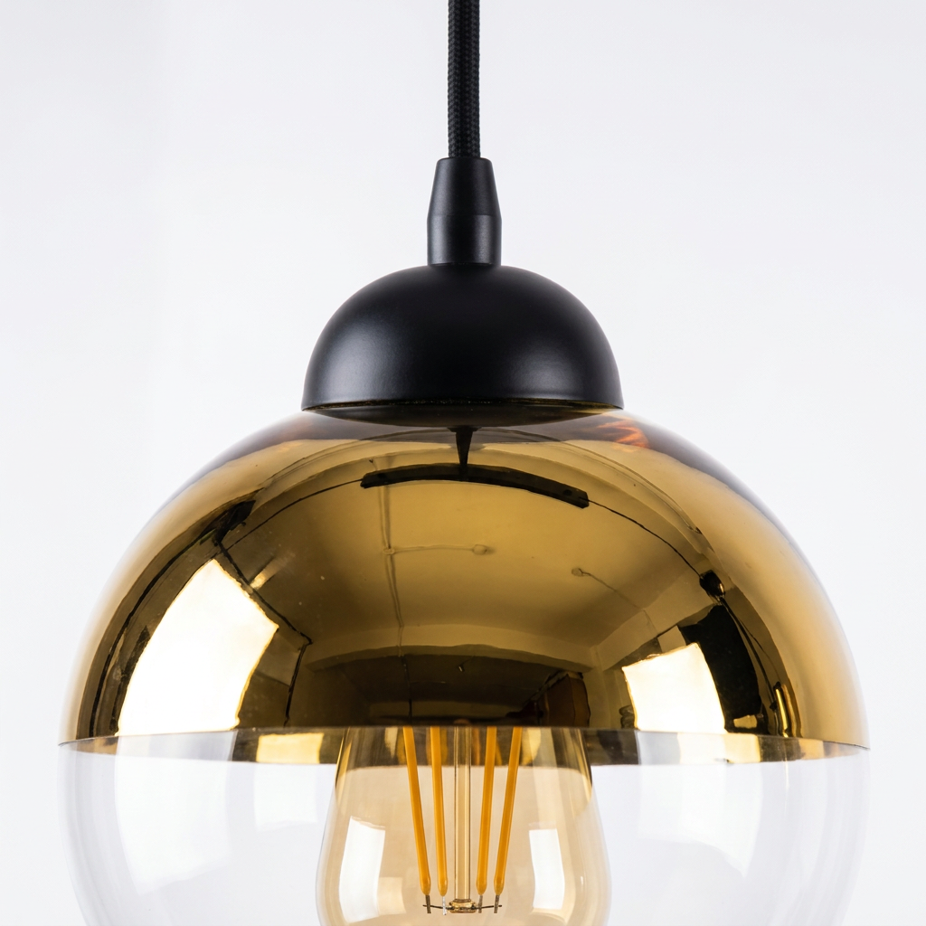 Suspension 3 Globes en Verre Transparent & Or Miroir - Orbe