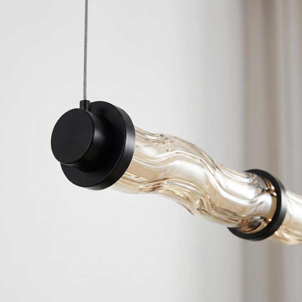 Suspension LED Barre en Verre Ondulé Champagne - Onda