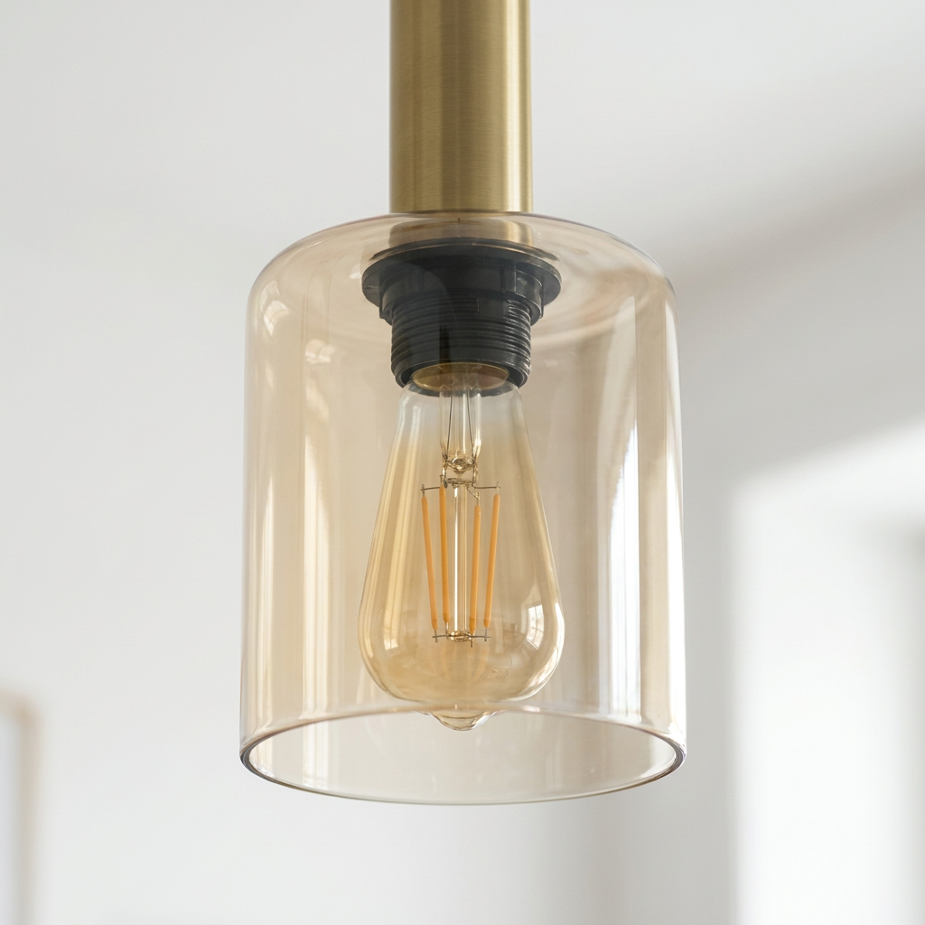 Suspension 3 Cylindres en Verre Ambré & Laiton - Ocra