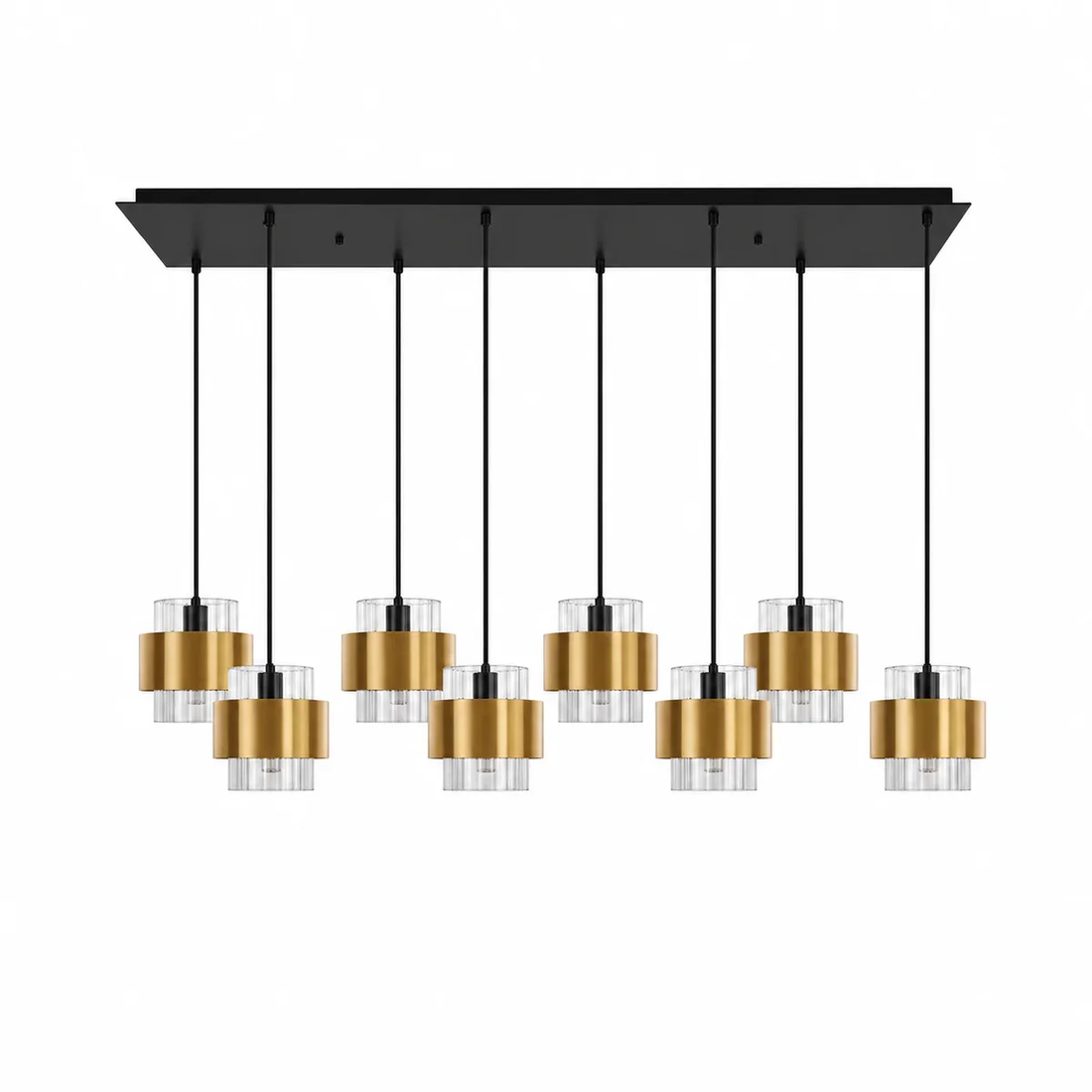 Suspension 8 Lampes Verre Fumé Laiton · Gatsby