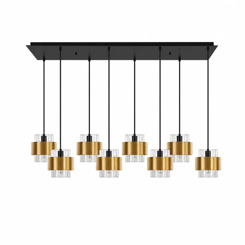 Suspension 8 Lampes Verre Fumé Laiton · Gatsby