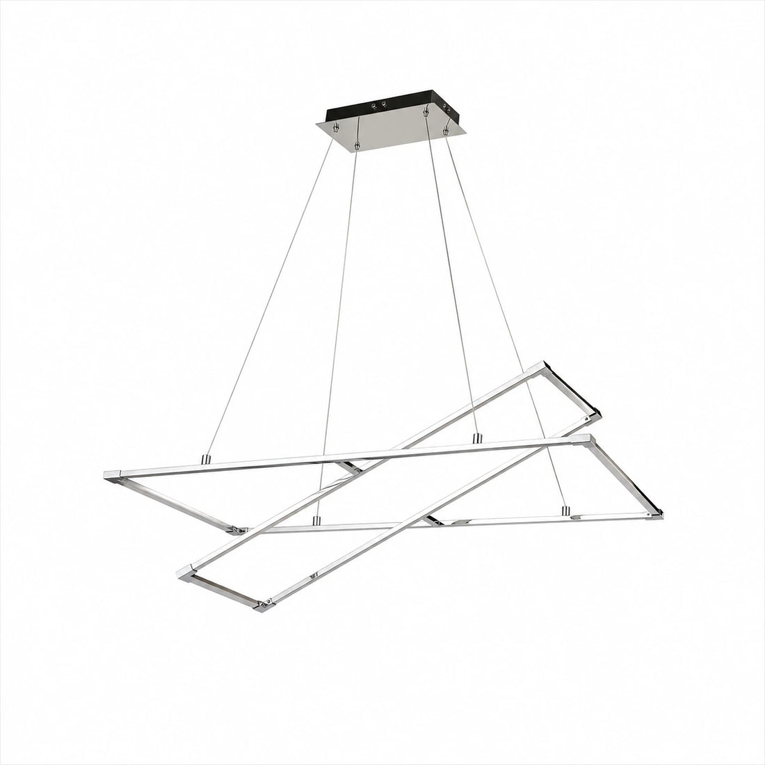 Suspension LED Double Cadre Chromé Géométrique · Nexus