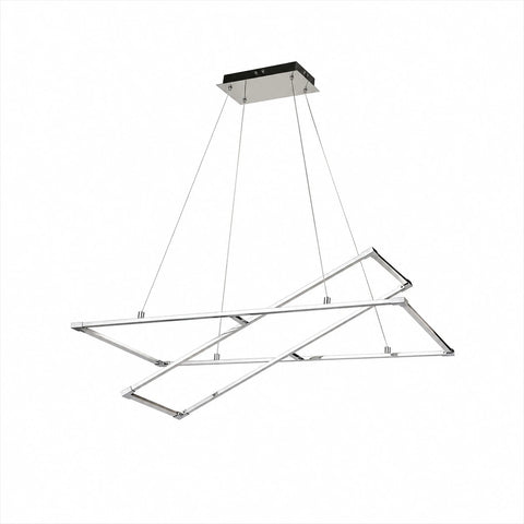 Suspension LED Double Cadre Chromé Géométrique · Nexus