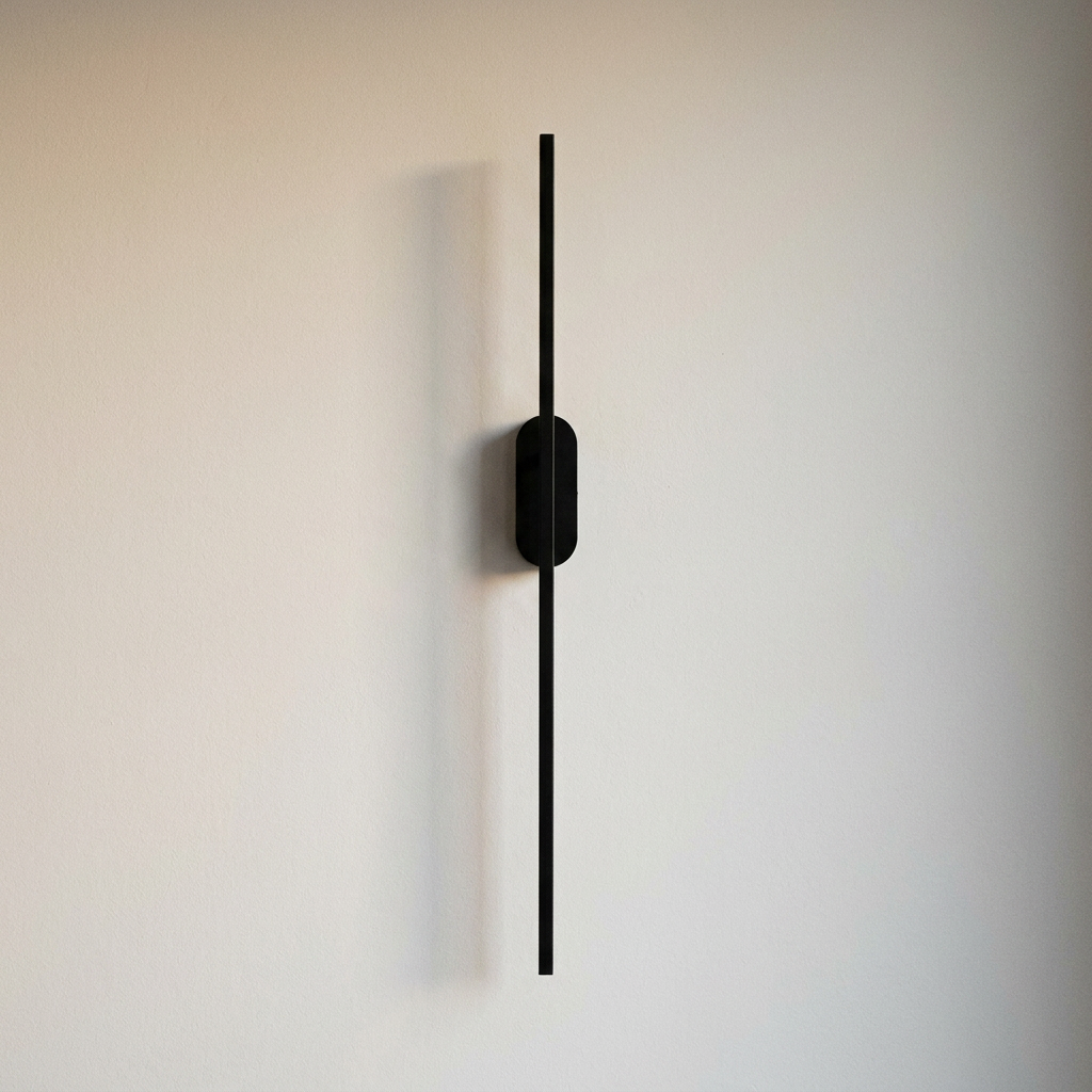 Applique murale Applique LED noir, éteinte sur un mur clair