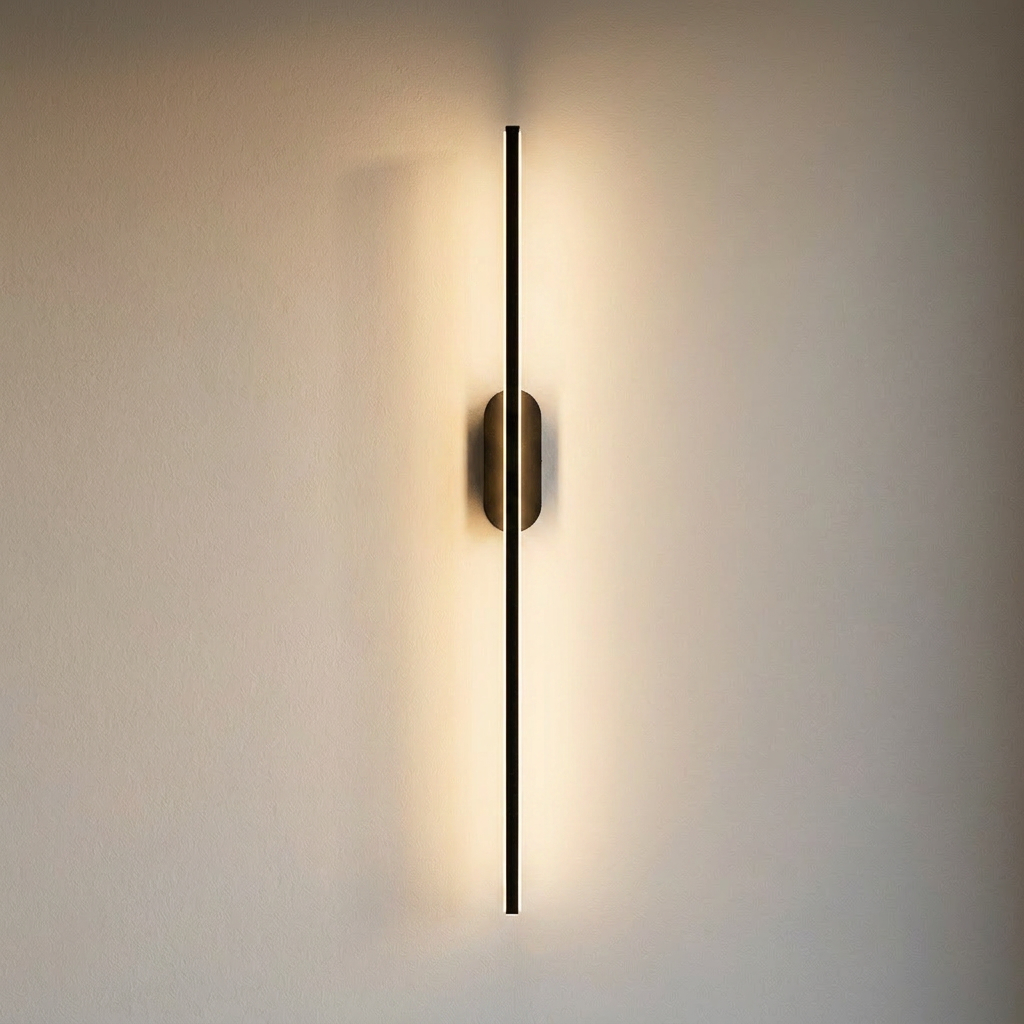 Applique murale Applique LED noir allumée, lueur chaude