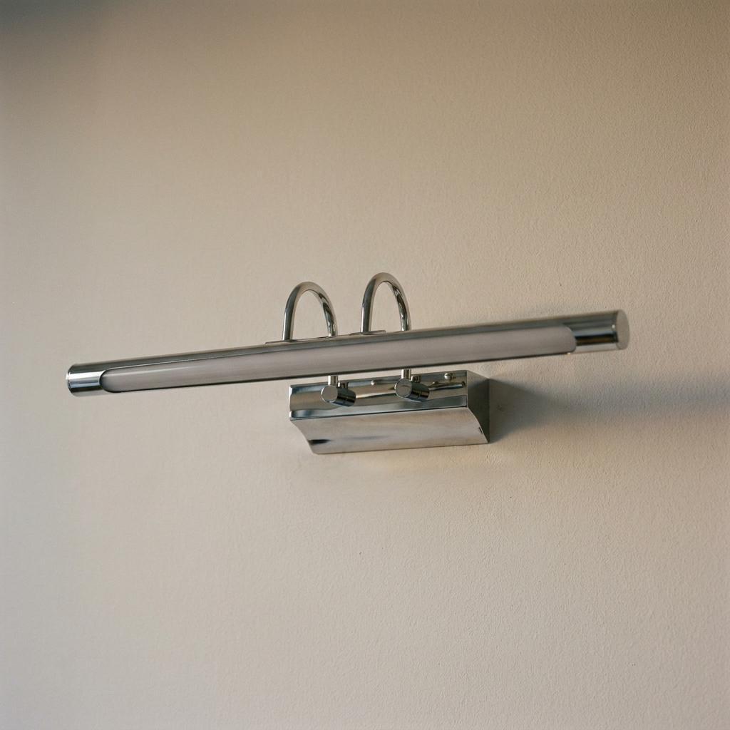 Applique murale LED Acier Composite Chromé Linea — éteinte en situation