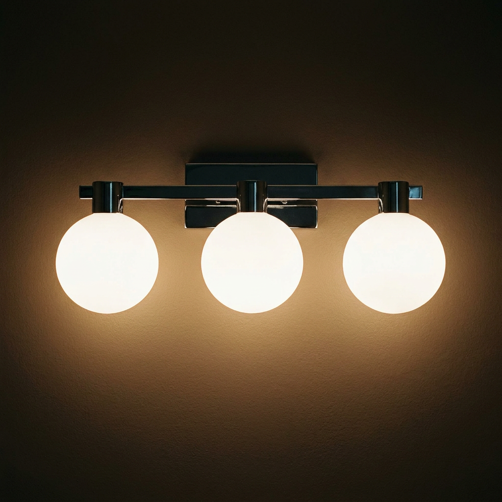 Applique murale 3 lampes acier verre chromé blanc Maldus — ambiance tamisée