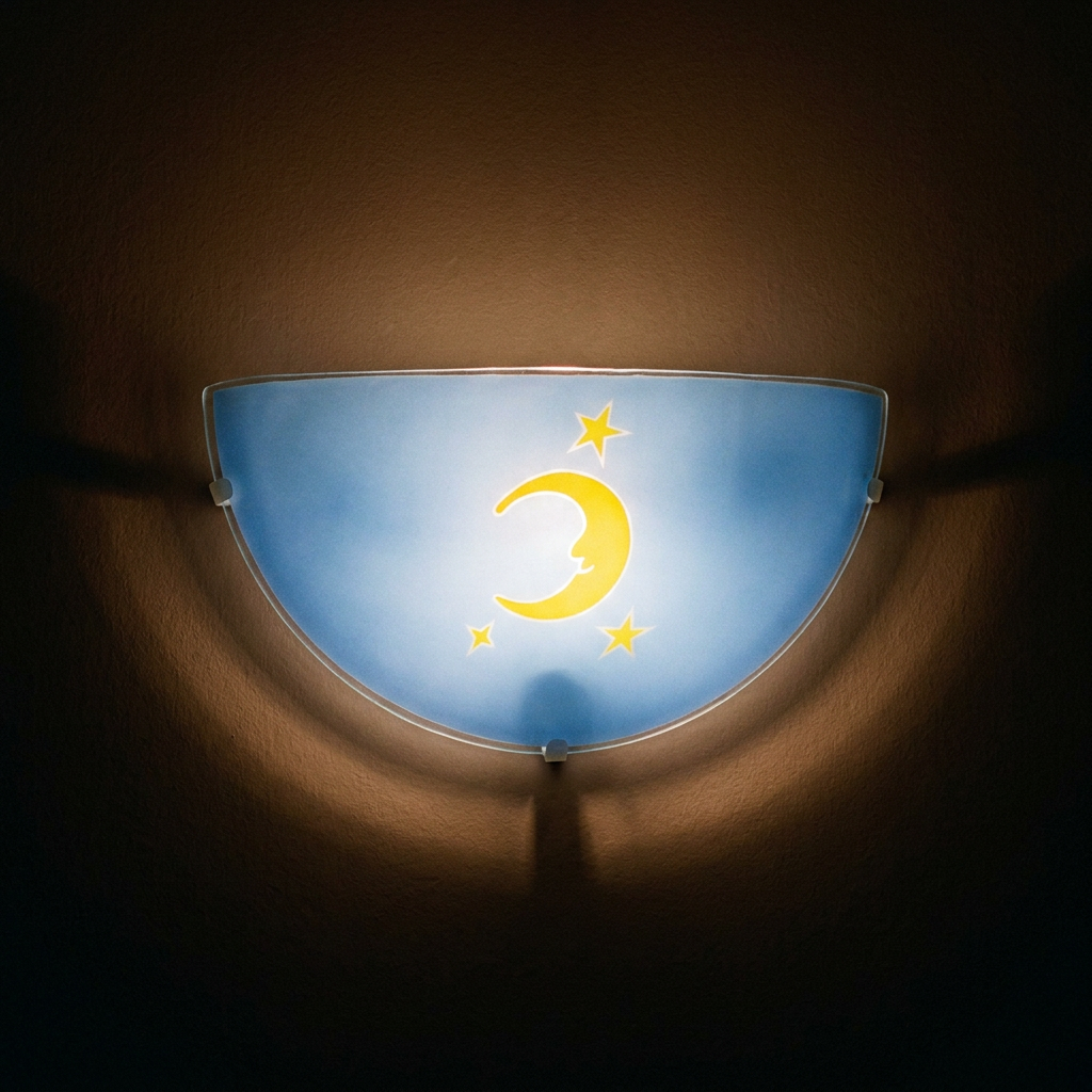 Plafonnier Acier Verre Bleu Moon — ambiance tamisée