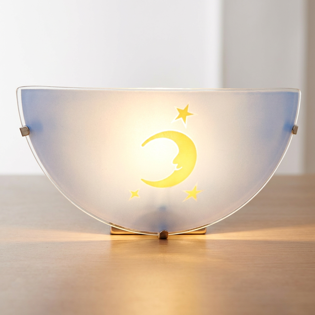 Plafonnier Acier Verre Bleu Moon — détail de la lumière