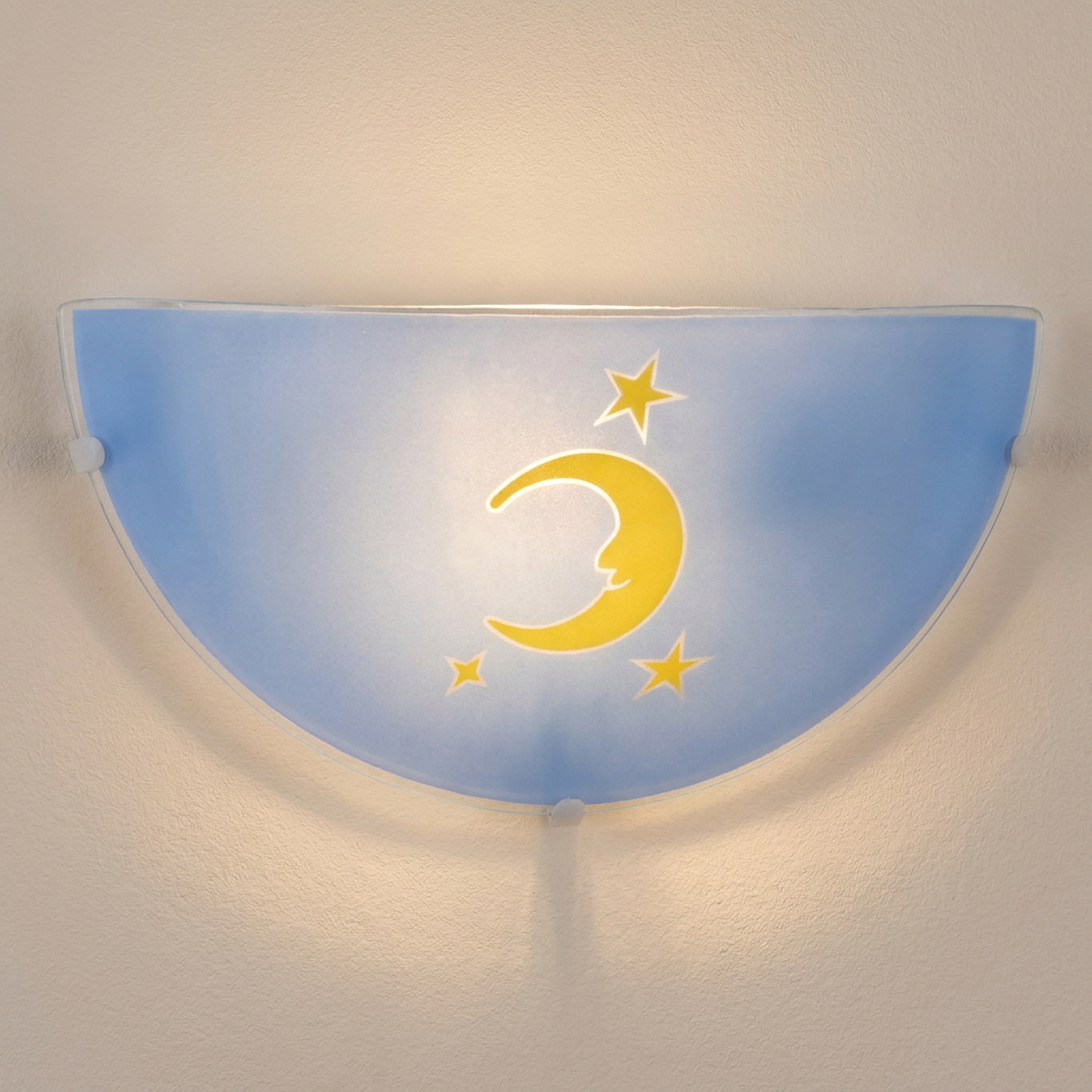 Plafonnier Acier Verre Bleu Moon — gros plan