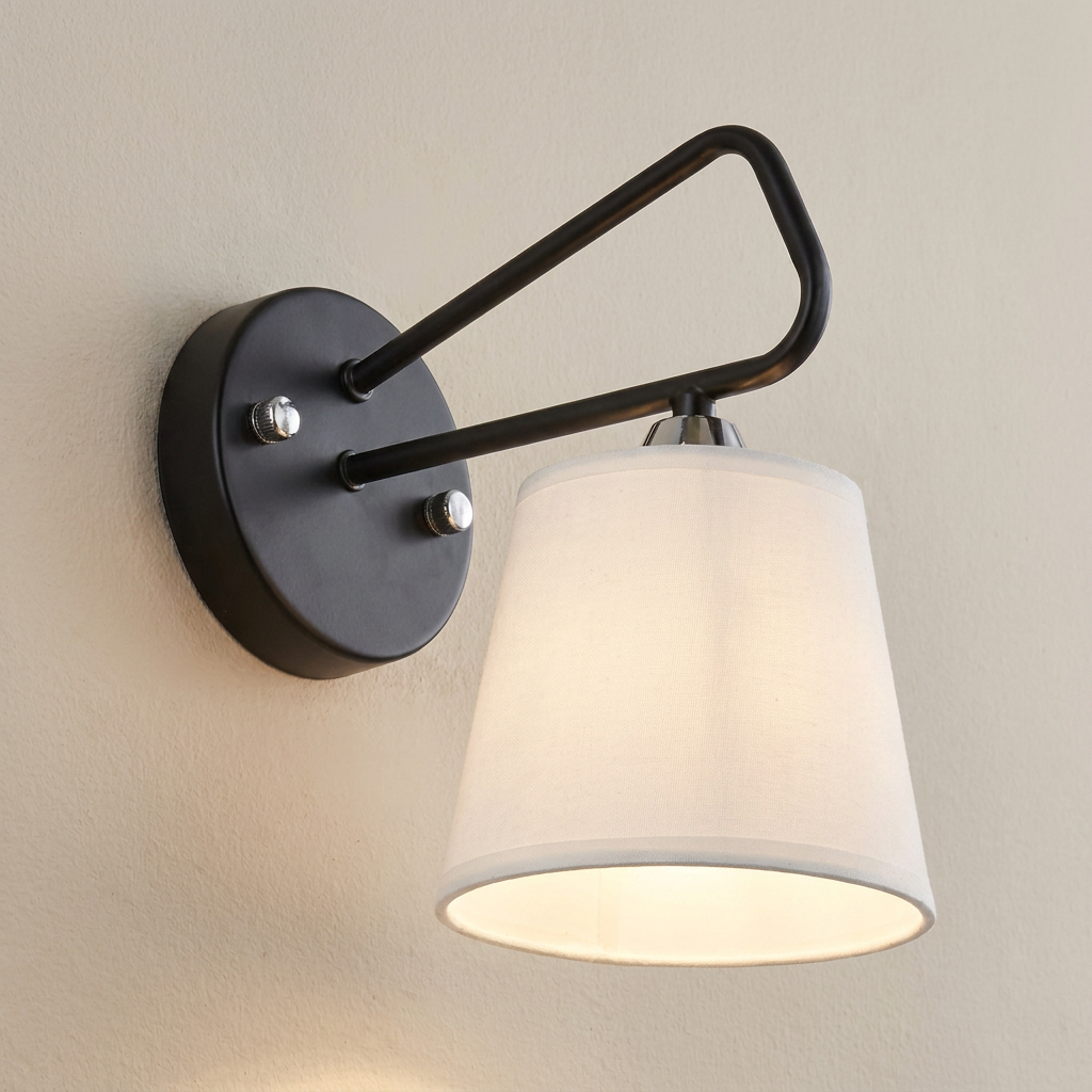 Applique murale métal tissu noir Morley — gros plan