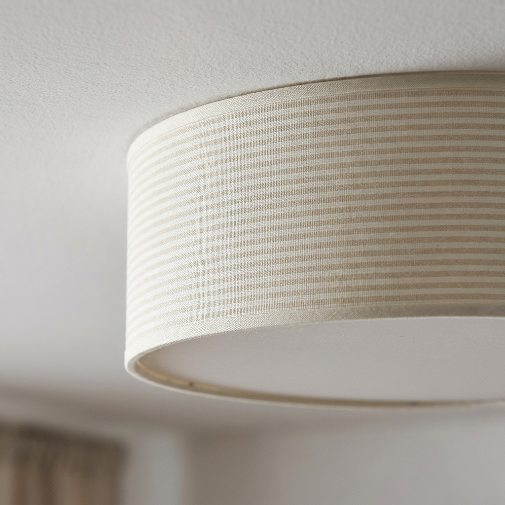 Plafonnier 2 Lampes Acier Blanc — detail du bord et de la fixation au plafond