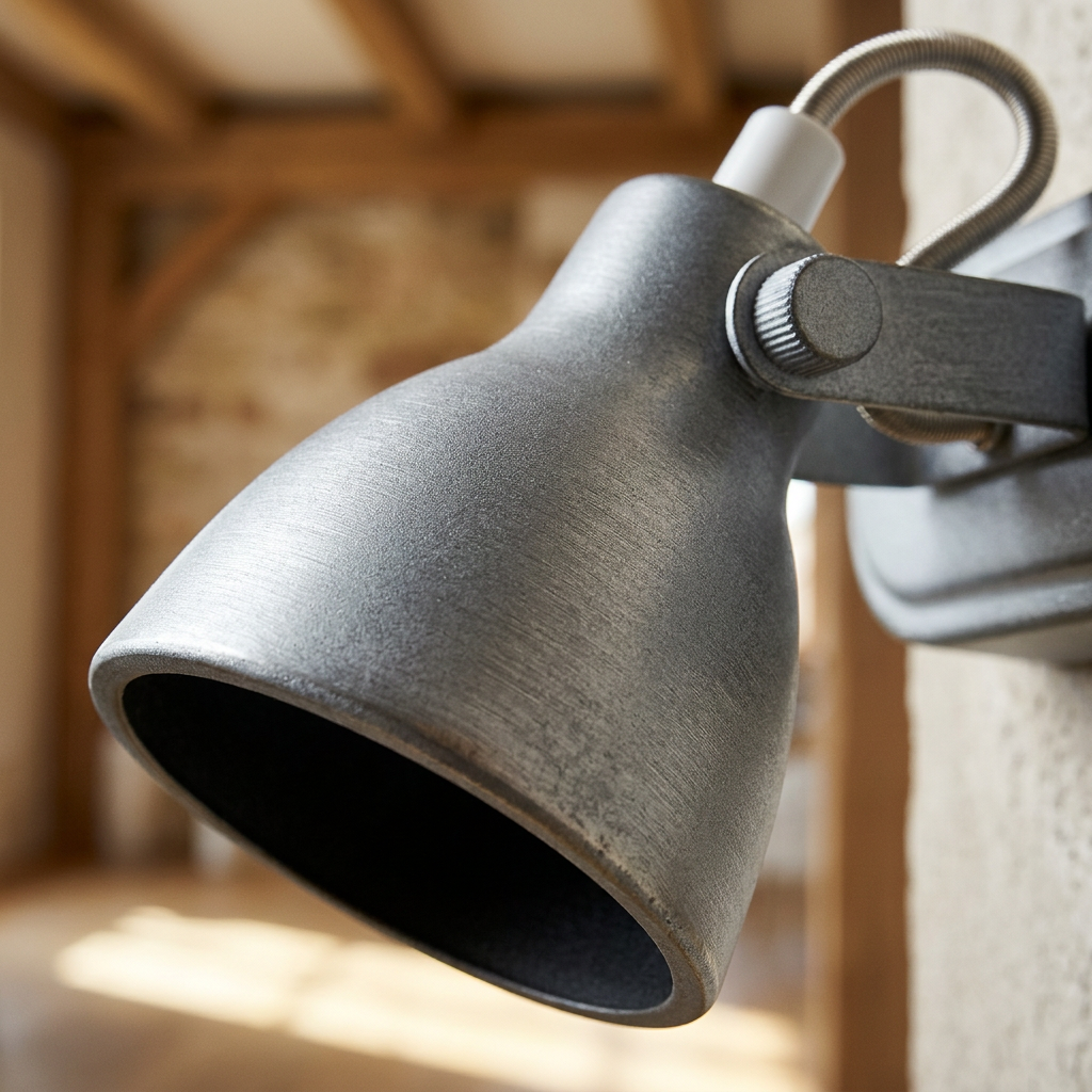 Plafonnier 2 Lampes Acier Mat Gris | Ash — gros plan sur la matiere et la finition