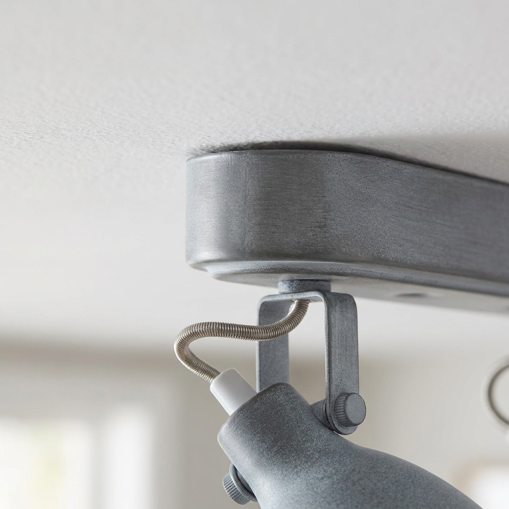 Plafonnier 2 Lampes Acier Mat Gris | Ash — detail du bord et de la fixation au plafond