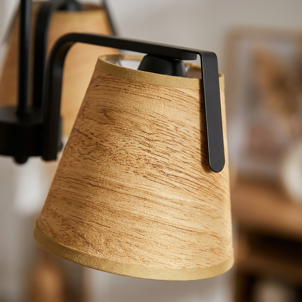 Plafonnier 3 Lampes Acier Marron — gros plan sur la matiere et la finition