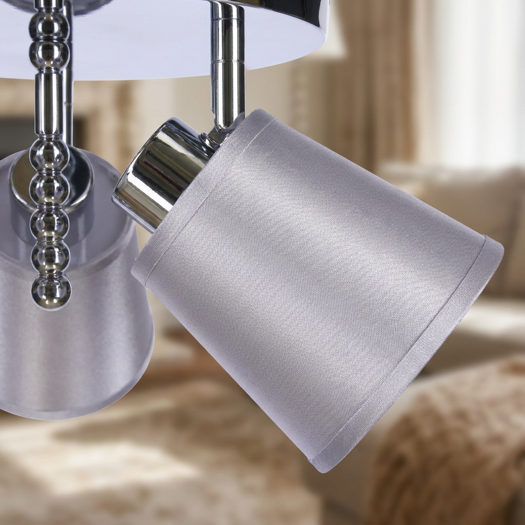 Plafonnier 3 Lampes Acier Tissu Chromé | Pin — gros plan sur la matiere et la finition