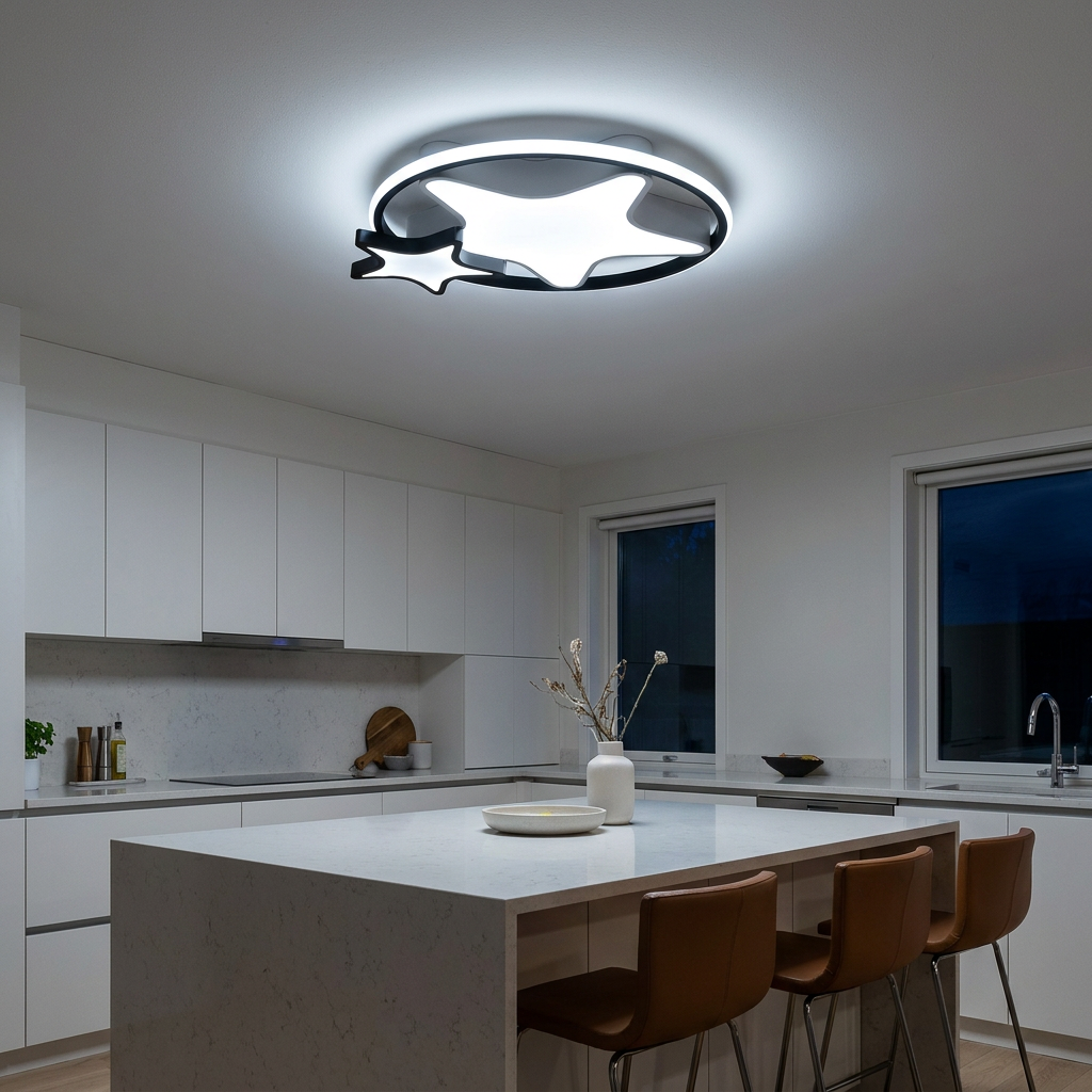 Plafonnier 3 Lampes LED Acier Composite Marron | Astre — allume le soir, ambiance chaleureuse, eclairage du plafond