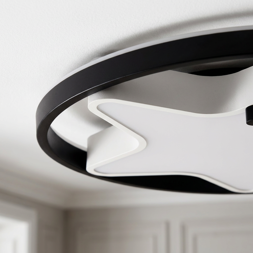 Plafonnier 3 Lampes LED Acier Composite Marron | Astre — detail du bord et de la fixation au plafond