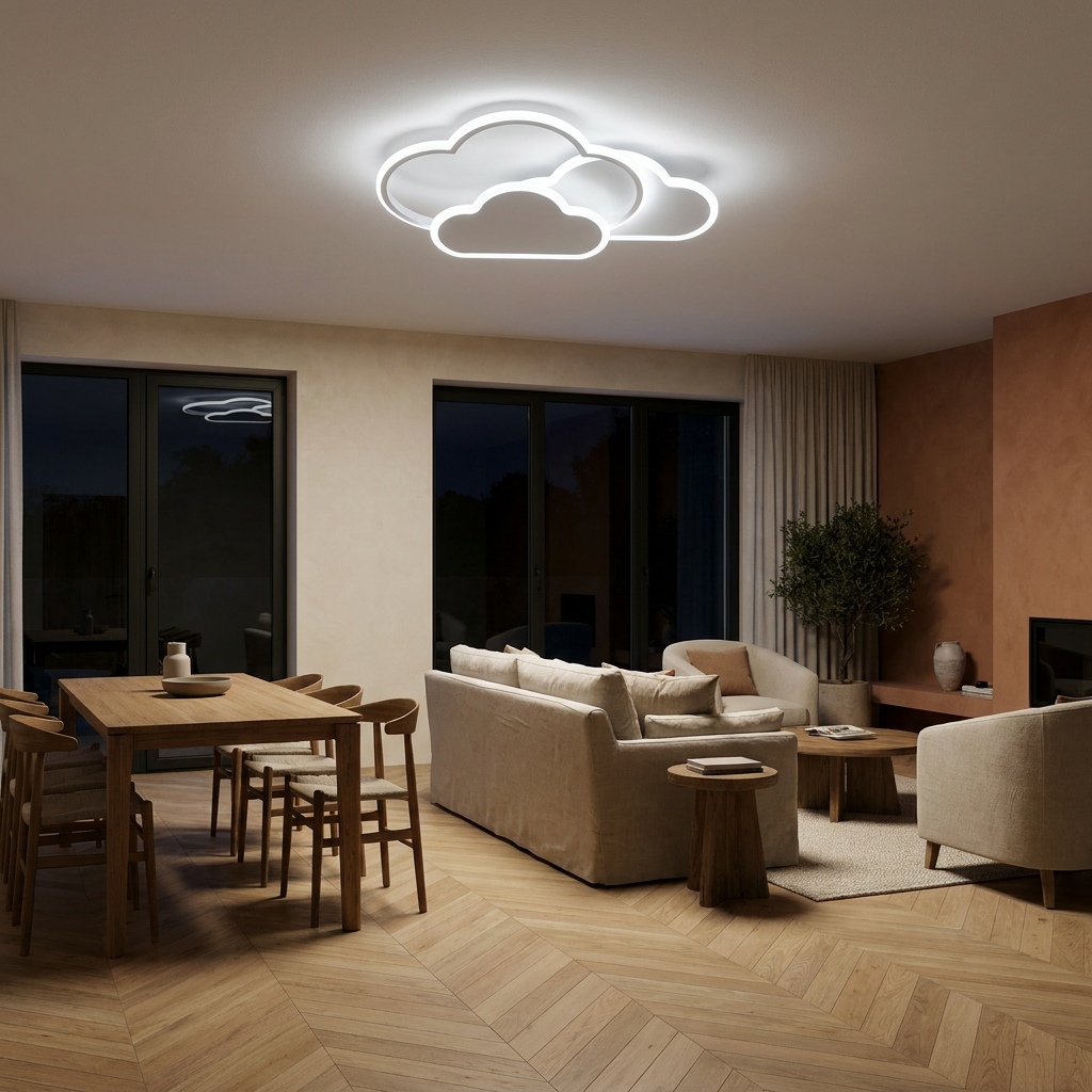 Plafonnier 3 Lampes LED Doré | Oblaci — allume le soir, ambiance chaleureuse, eclairage du plafond