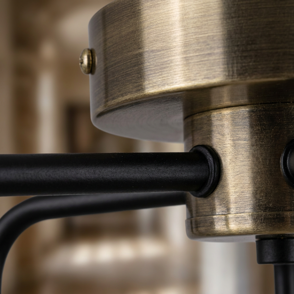 Plafonnier 5 Lampes Acier E14 — gros plan sur la matiere et la finition