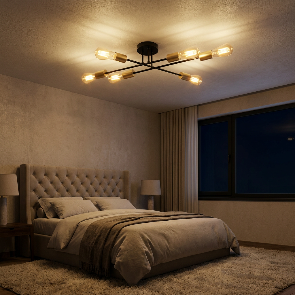 Plafonnier 6 Lampes E27 | Crespilo — allume le soir, ambiance chaleureuse, eclairage du plafond